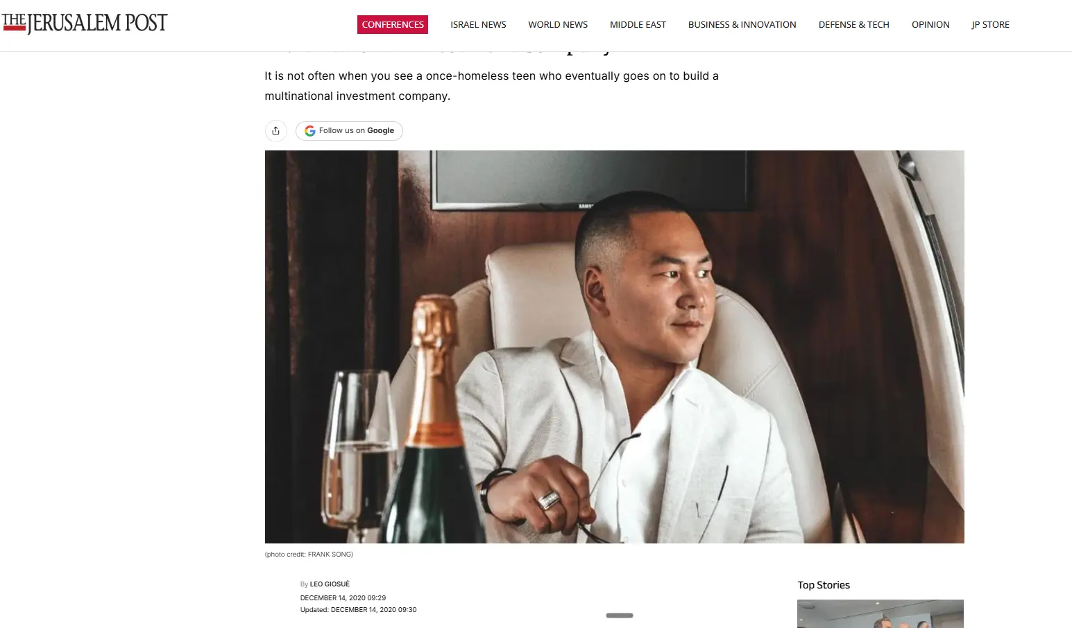 The Jerusalem Post feature about Frank Song
